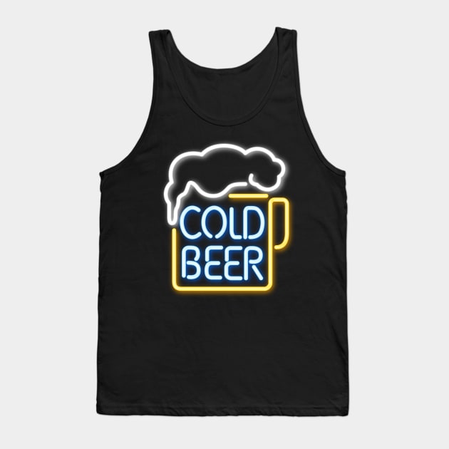 Cold Beer Neon Sign Tank Top by madeinchorley